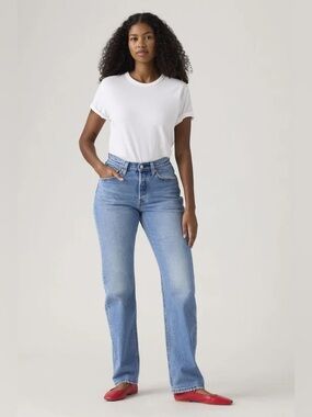 Levi's 501 Curve High Rise Straight Leg Tailored Hip to Waist Stretch Denim Jean